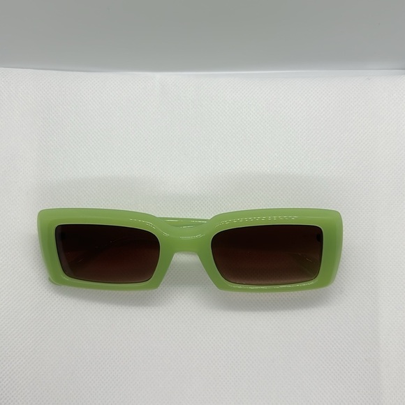 NWT Trendy Lime Green Rectangle Sunglasses | Retro 90s Chunky Frame UV400 Shades main image 13